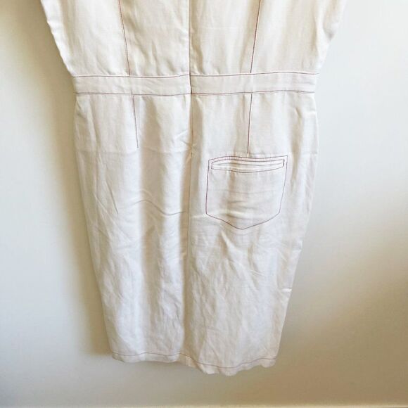 Anthropologie Dolan White Mini Button Down Linen Dress Size Large - Picture 7 of 10